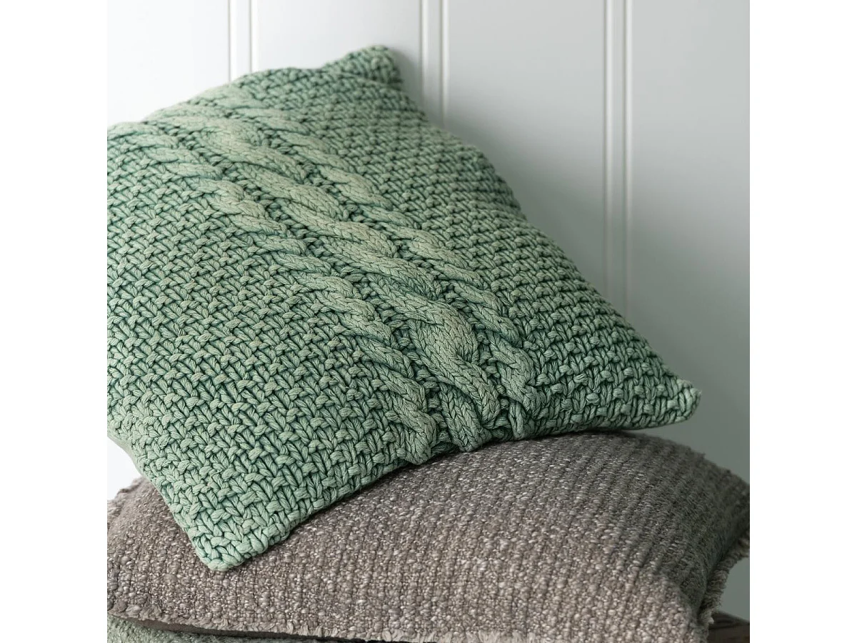 Coussin en Tricot Tressé "Helena" 50x50cm Vert
