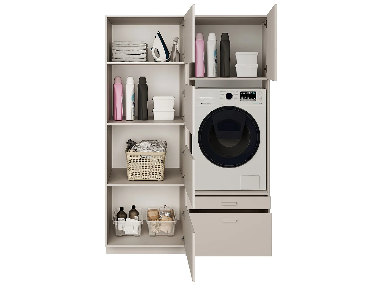 Ensemble de salle de bain 135 cm 1 lave-linge - Gris cachemire - HOLV
