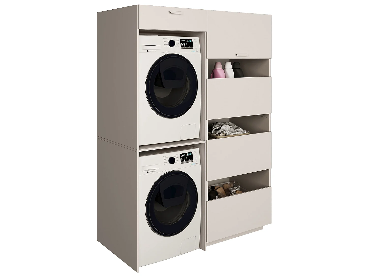 Ensemble de salle de bain 135 cm lave-linge + sèche-linge - Gris cachemire - HOLV