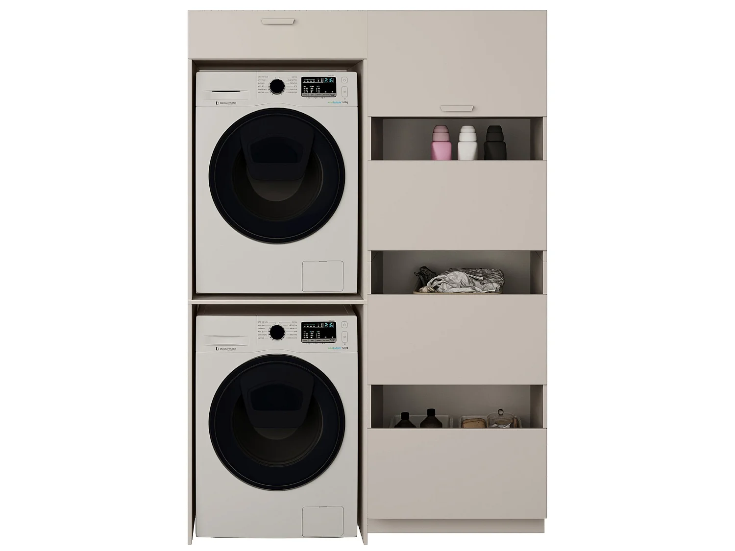 Ensemble de salle de bain 135 cm lave-linge + sèche-linge - Gris cachemire - HOLV