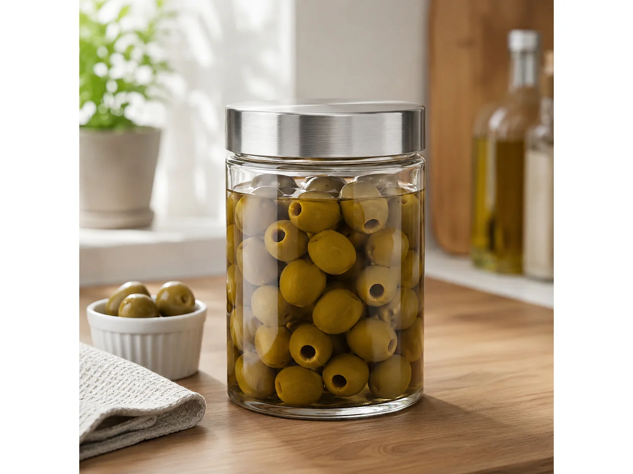 Lot de 6 Bocaux en Verre Hermétique avec Couvercle en Acier Inoxydable,Pot de Conservation pour Cuisine,capacité 1,2 L-Diamètre 11 x Hauteur 16 cm