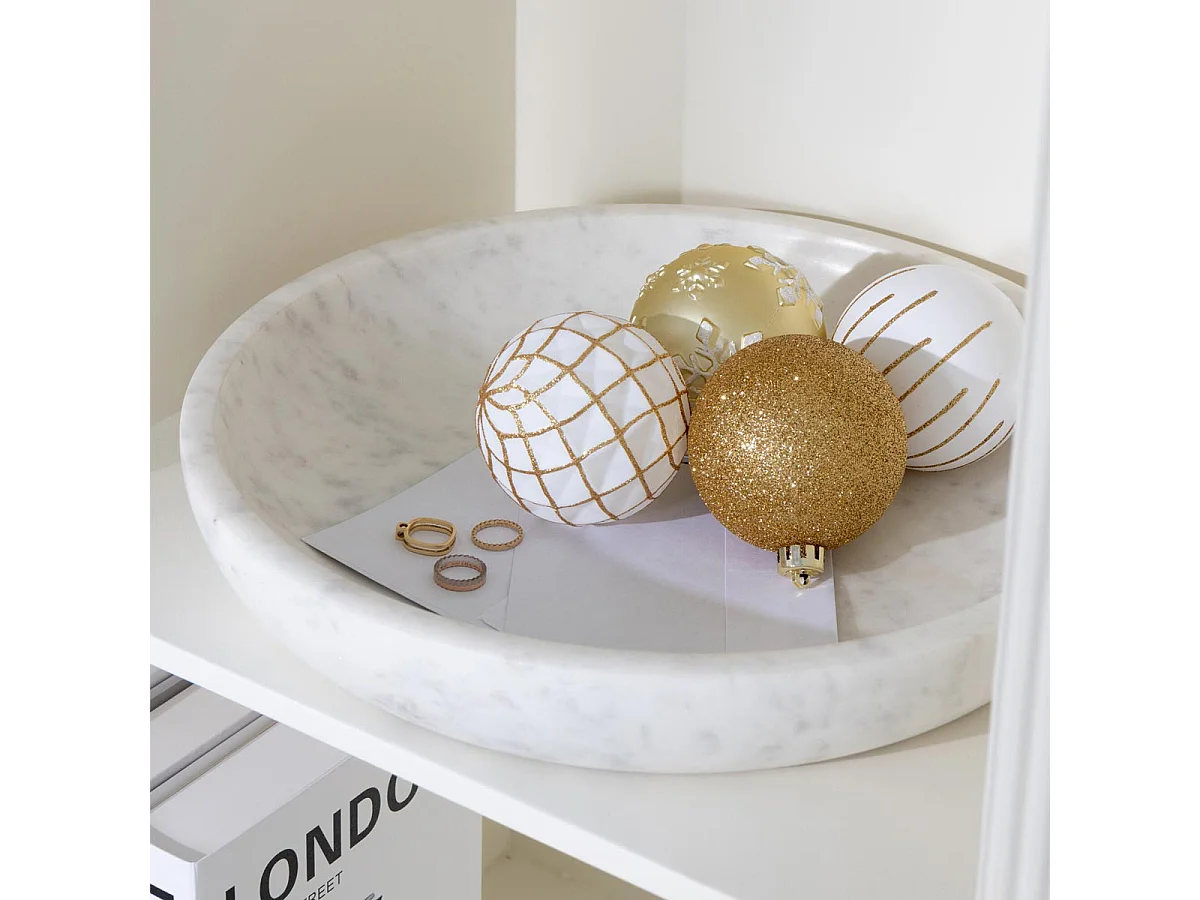 Coupelle Déco en Marbre "Glacier" 35cm Blanc
