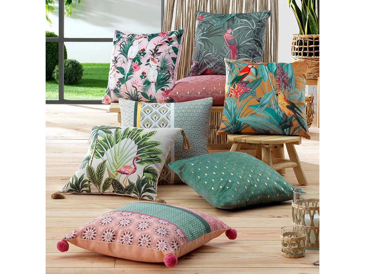Housse de Coussin Déco "Cruzabel" 40x40cm Vert