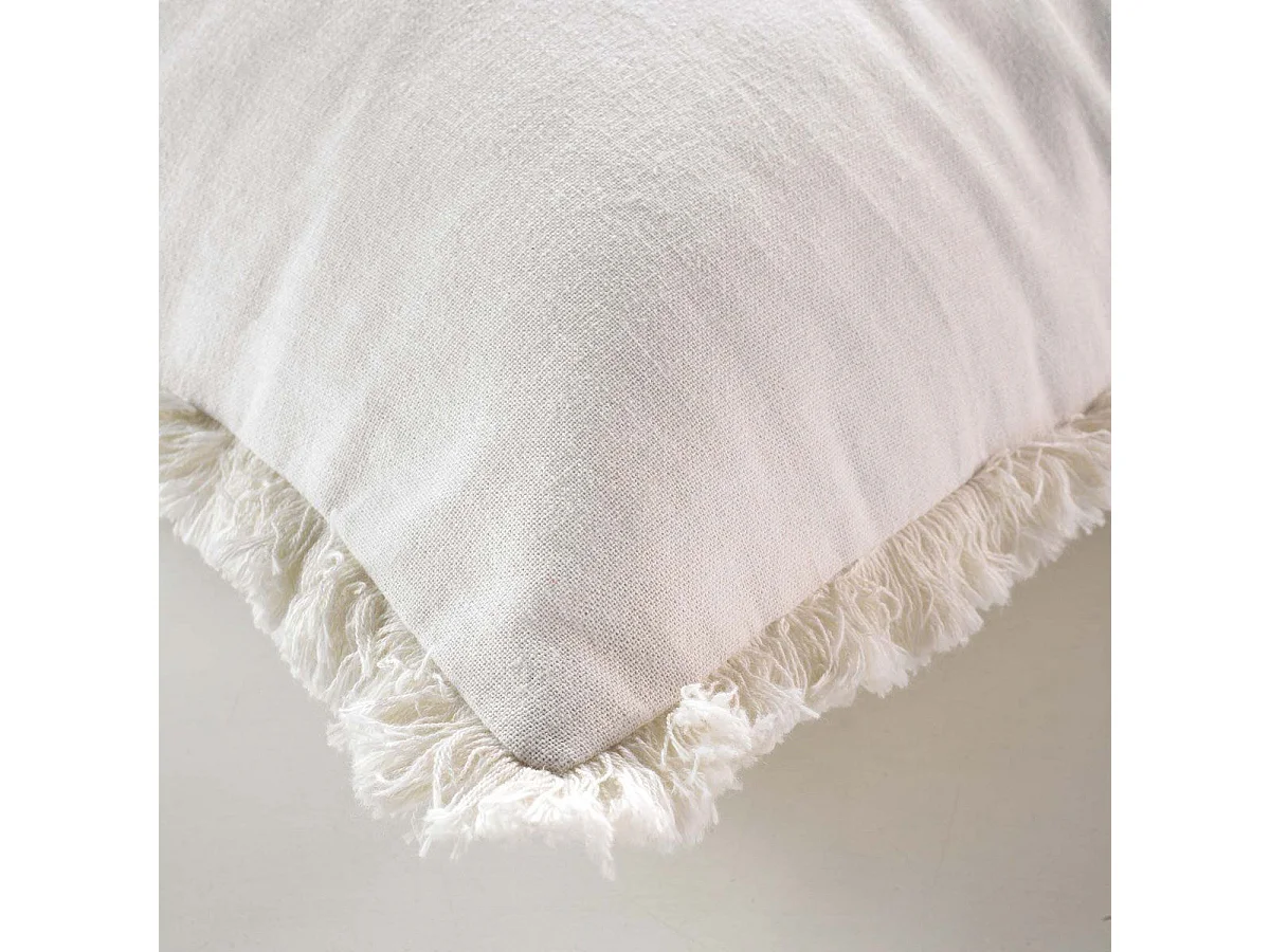 Coussin Déco à Franges "Eve" 45x45cm Blanc