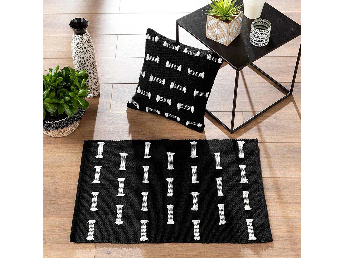 Tapis Déco Tissé "Juline" 50x80cm Noir