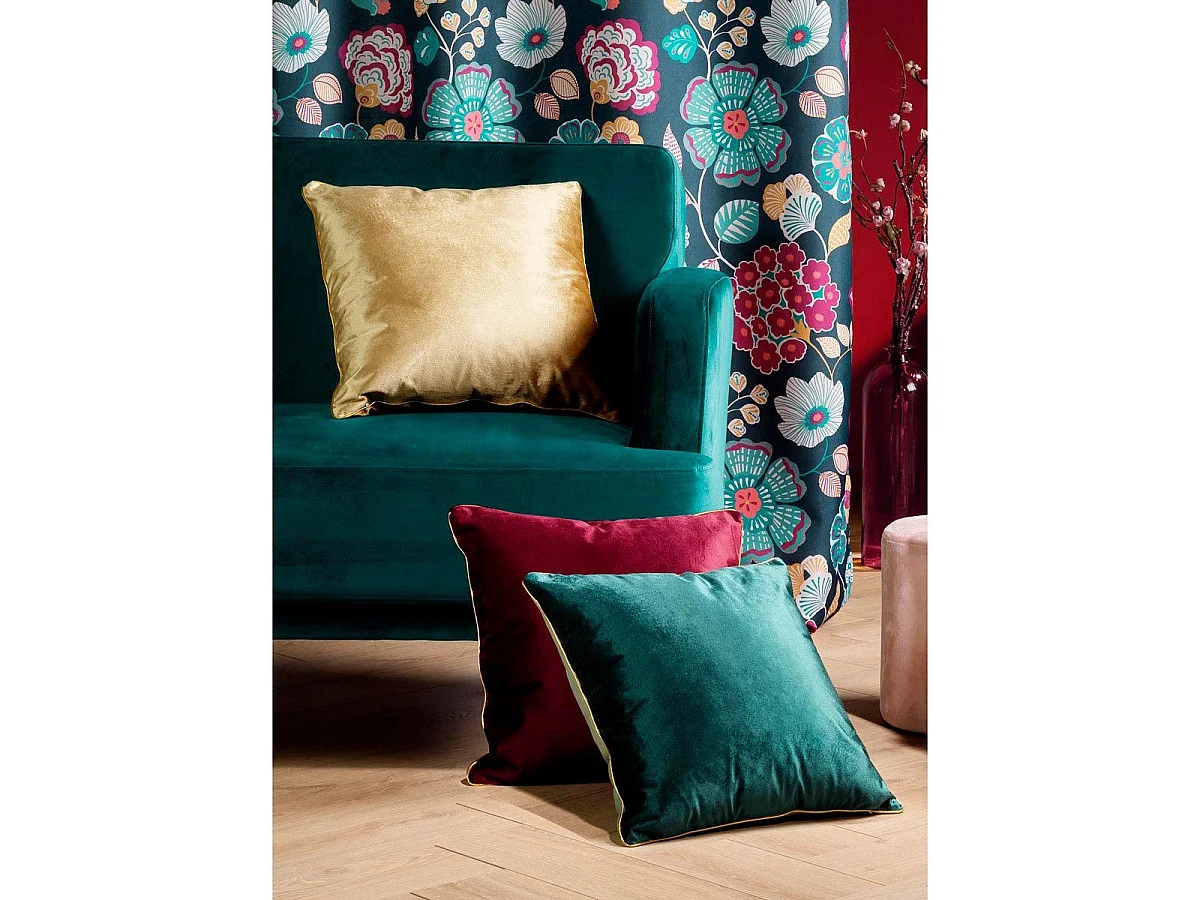 Coussin Déco Velours "Noria" 45x45cm Bleu Pétrole