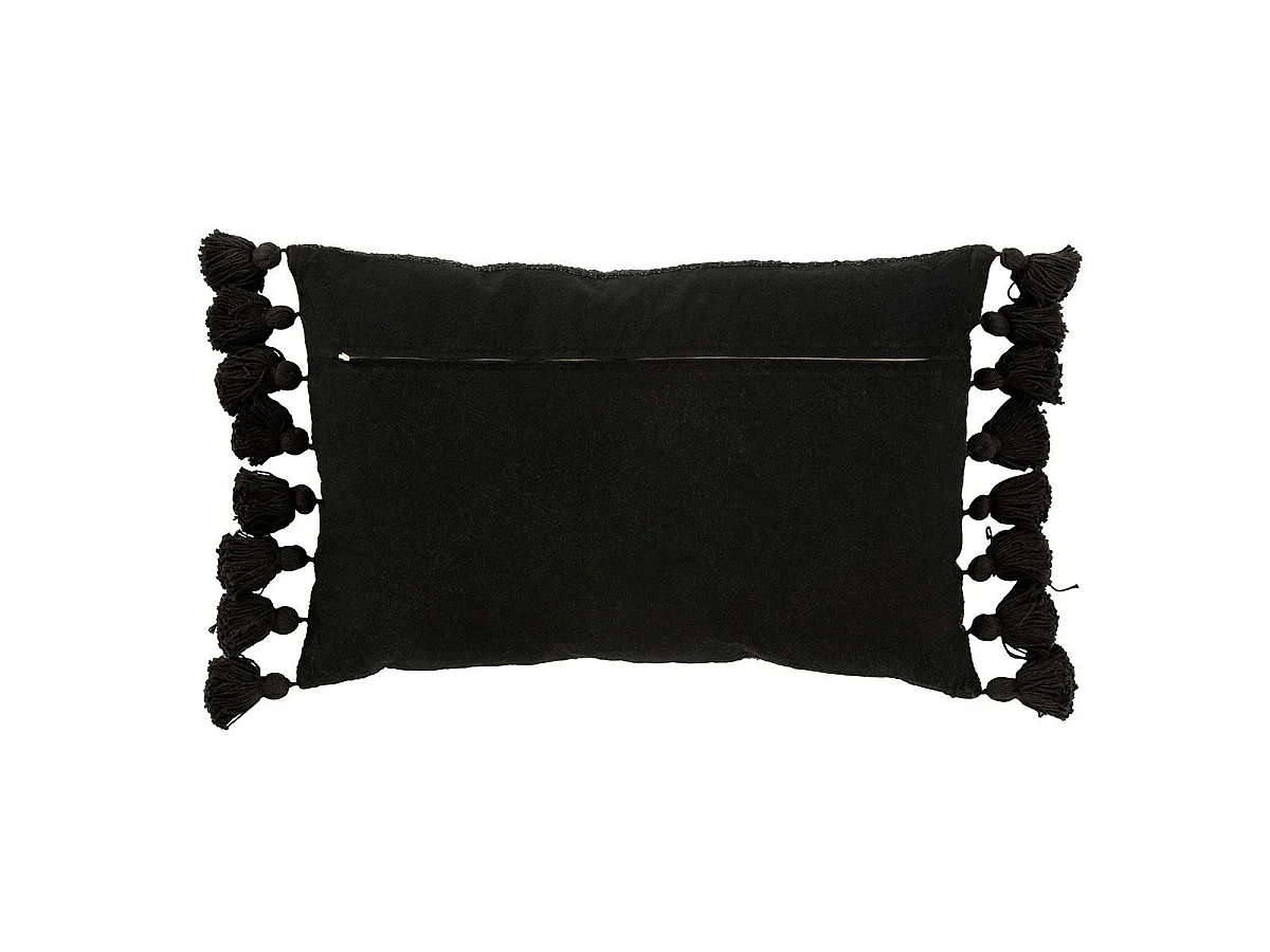 Coussin Déco Pompons "Bella" 40x59cm Noir