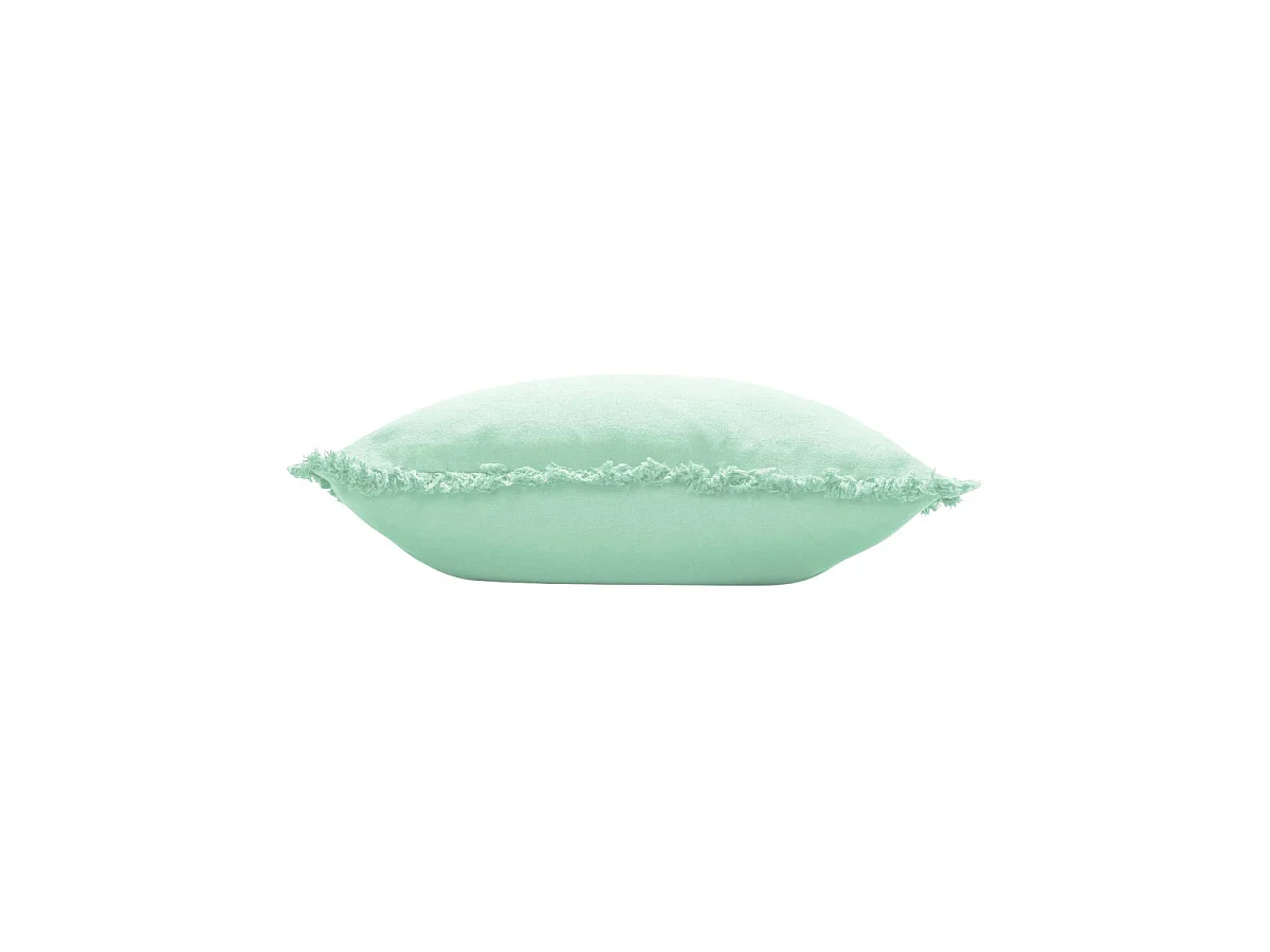 Coussin Déco Uni Franges "Eve" 45x45cm Sauge