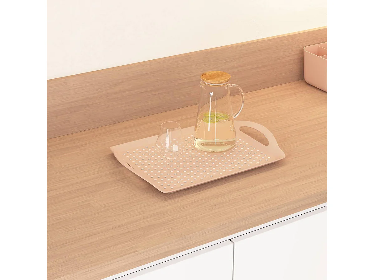 Plateau de Service Anti-Dérapant "Poly" 45cm Rose