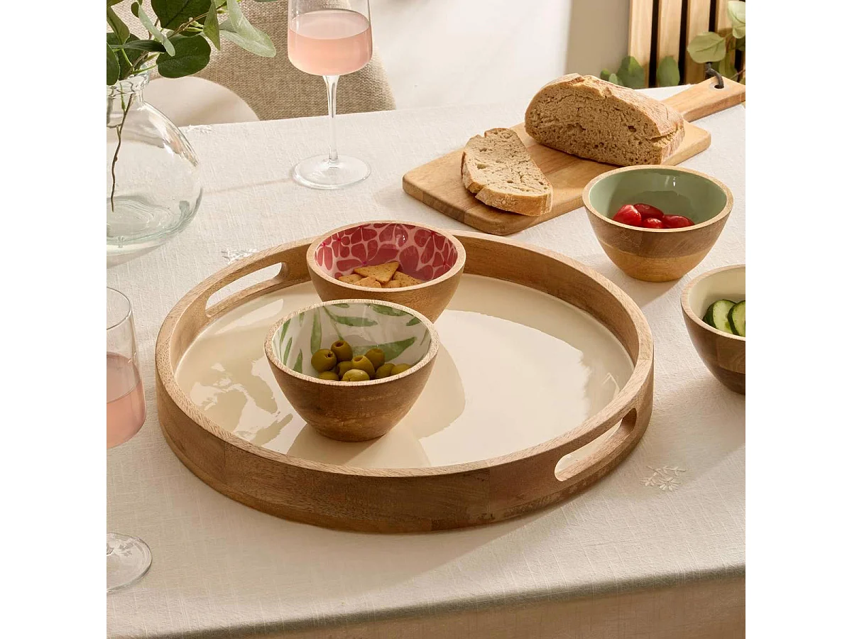 Plateau de Service en Bois "Inaya" 38cm Blanc