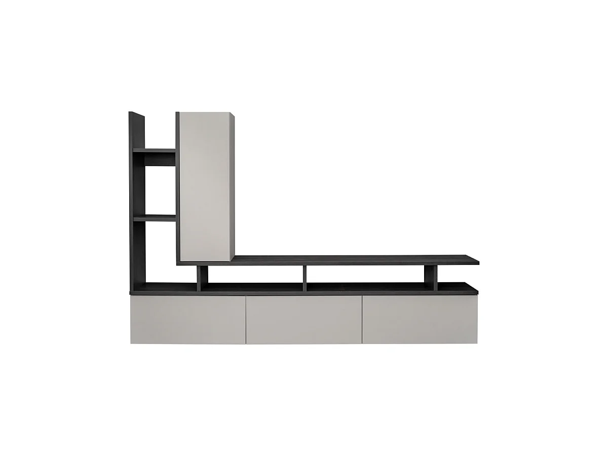 Ensemble Meuble TV Design "Tytan" 210cm Beige & Gris