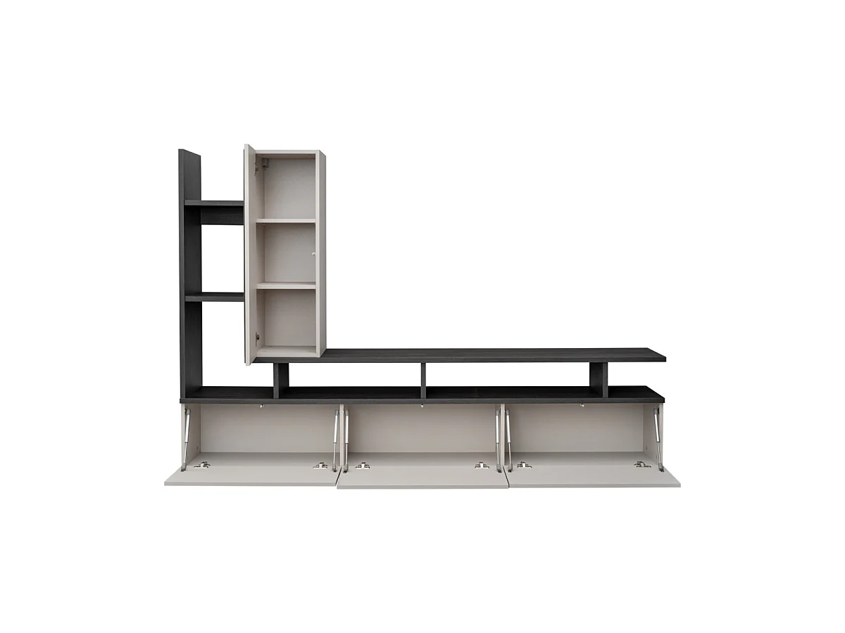 Ensemble Meuble TV Design "Tytan" 210cm Beige & Gris