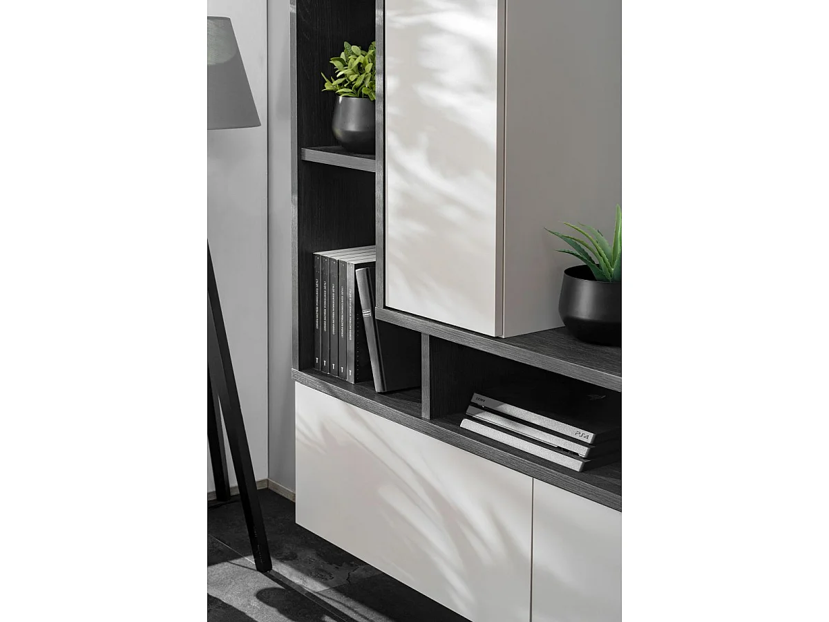 Ensemble Meuble TV Design "Tytan" 210cm Beige & Gris