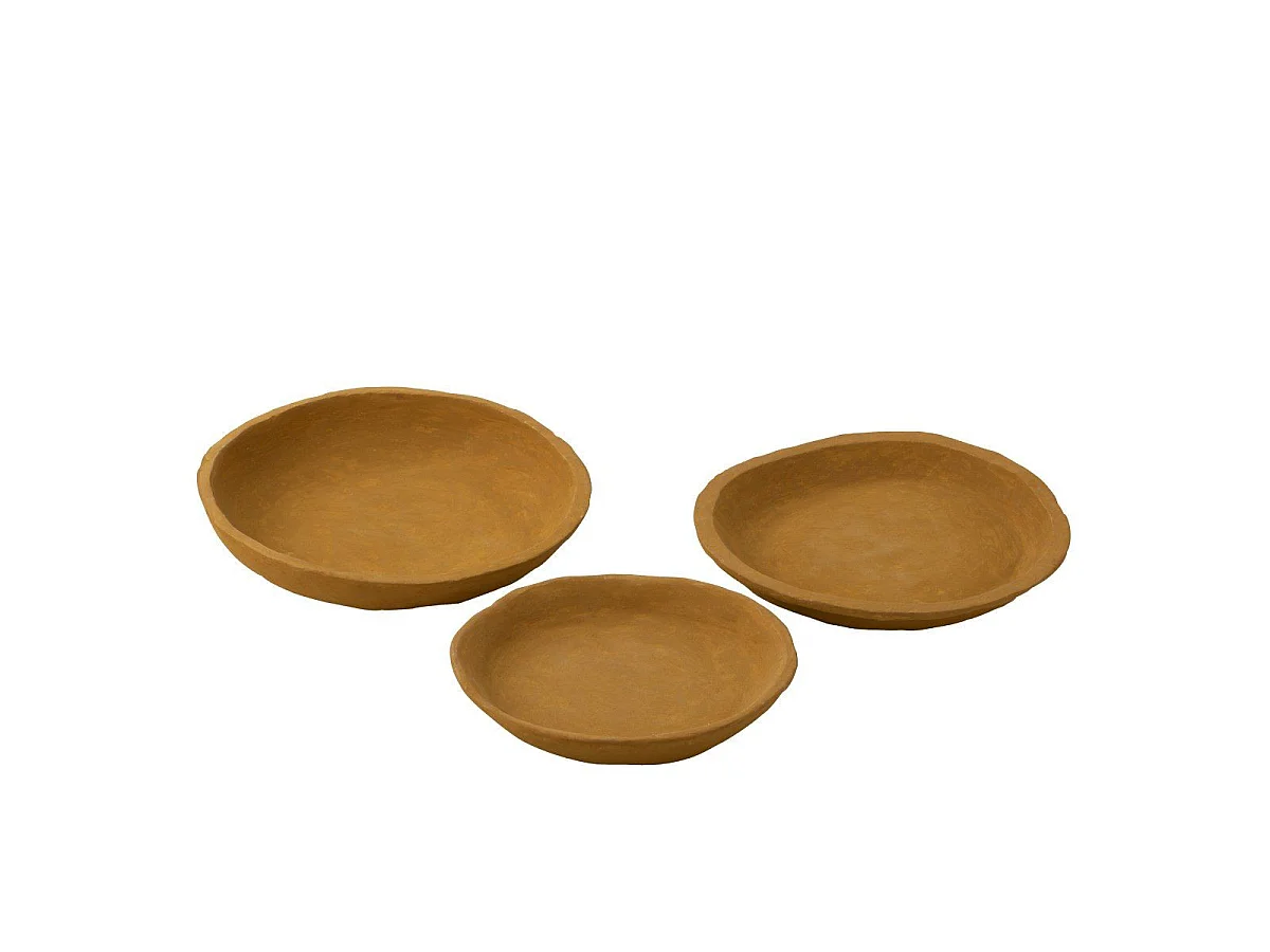 Lot de 3 Coupelles Déco "Papier Mâché" 40cm Jaune