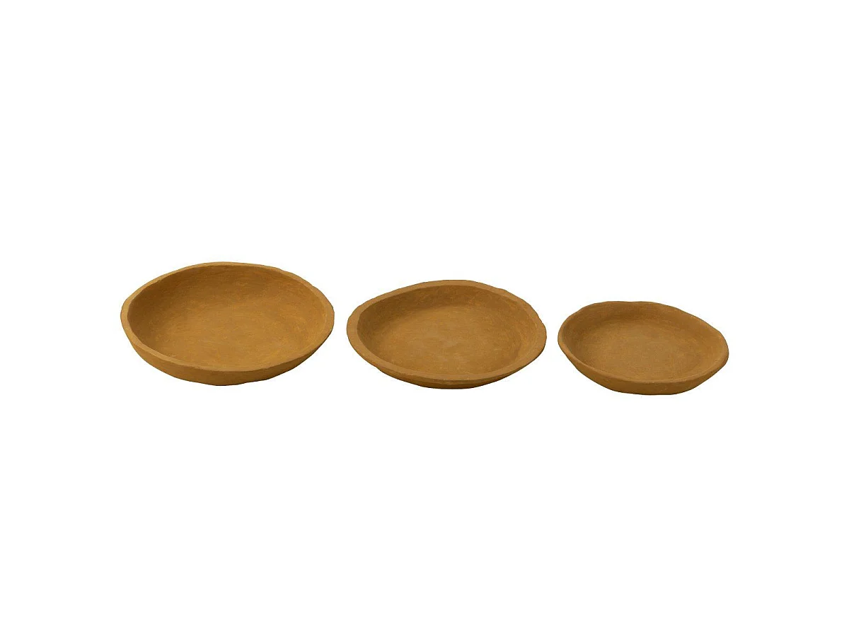 Lot de 3 Coupelles Déco "Papier Mâché" 40cm Jaune