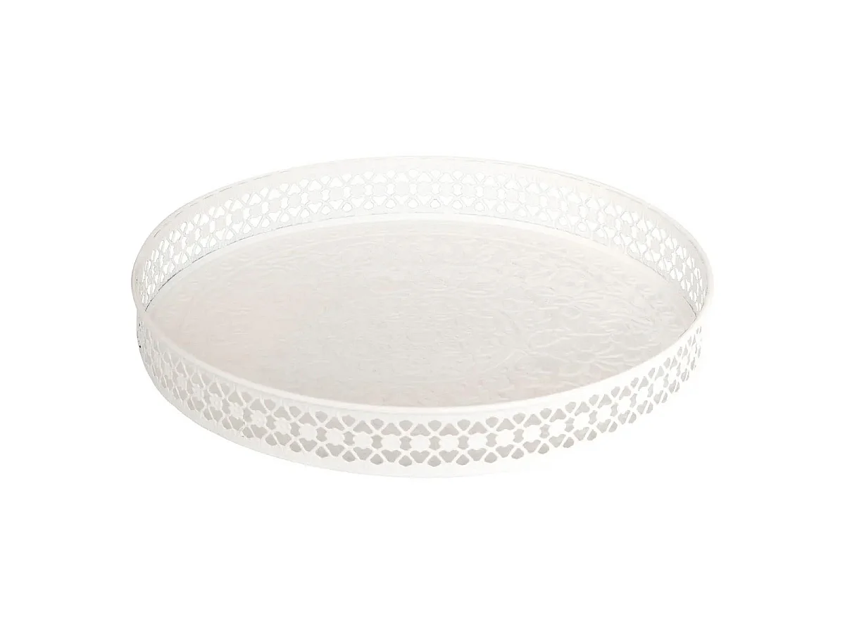Lot de 2 Plateaux Déco "Wild Romance" 31cm Blanc & Vert