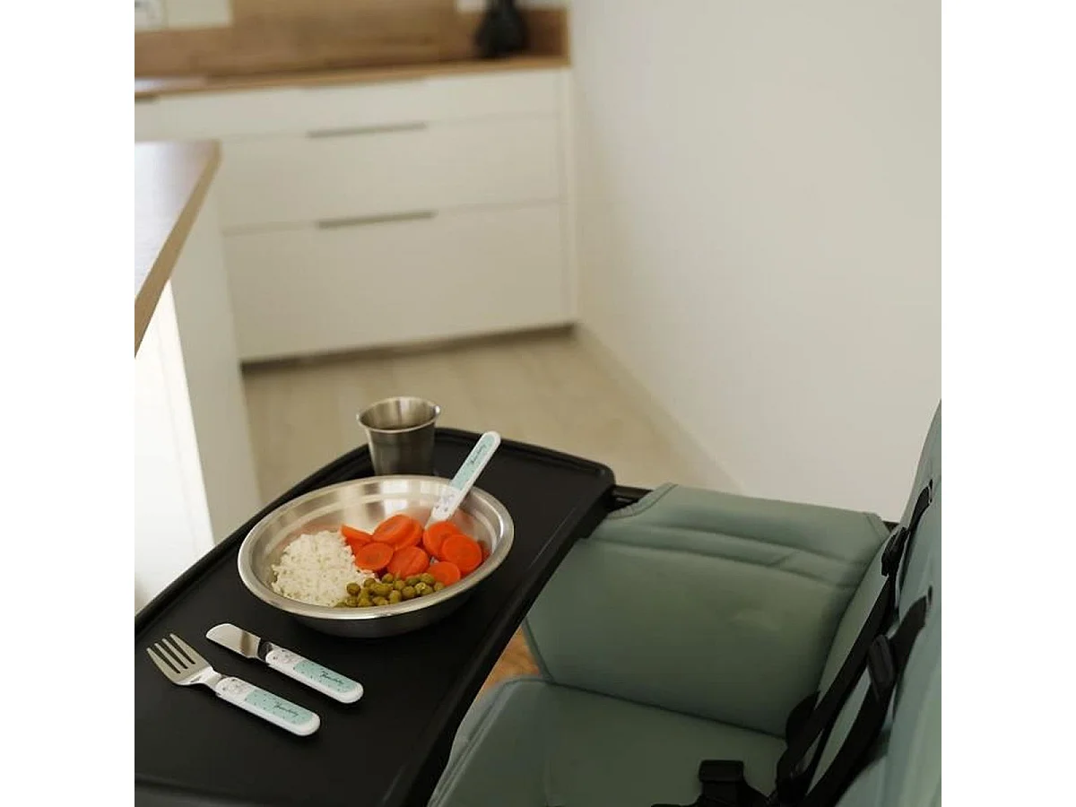 Service repas enfant THERMOBABY en inox — gobelet, bol, assiette creuse et couverts
