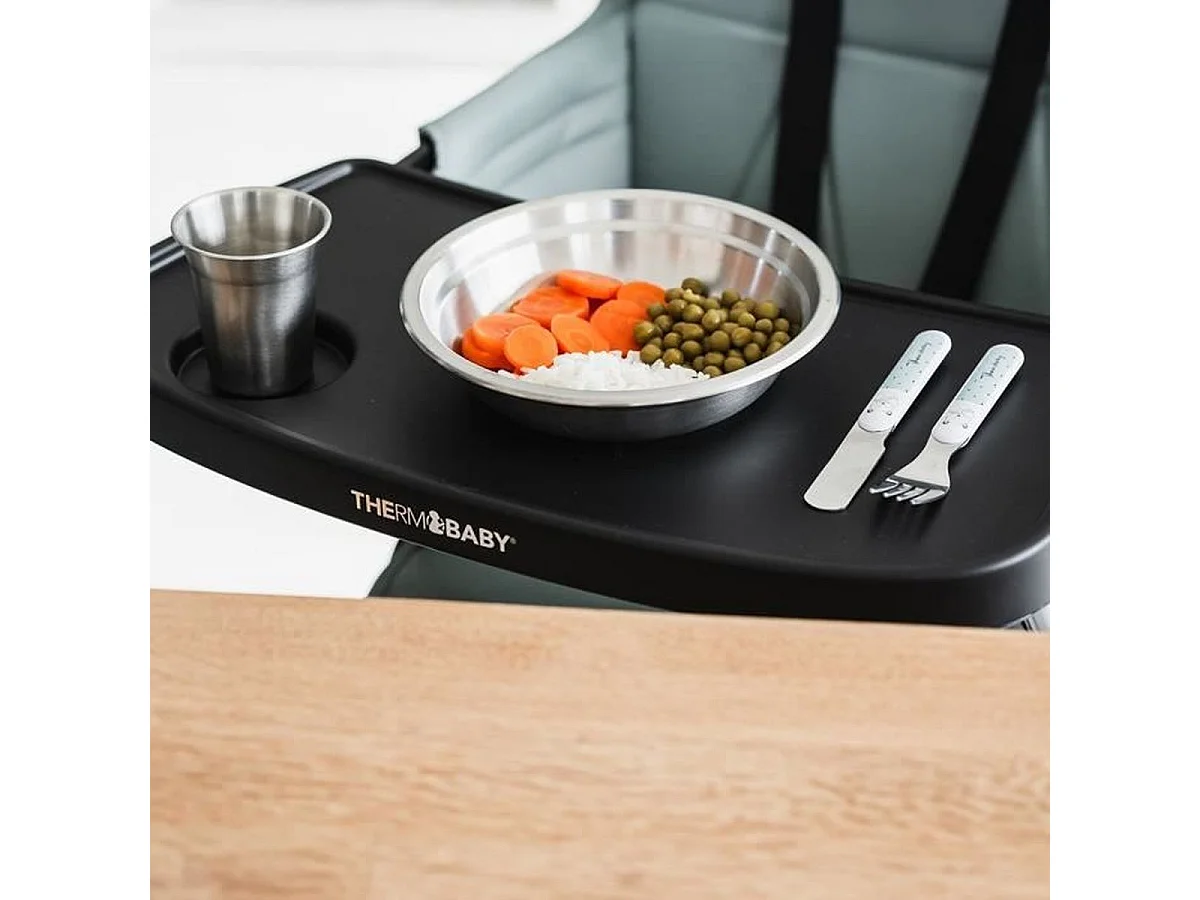 Service repas enfant THERMOBABY en inox — gobelet, bol, assiette creuse et couverts