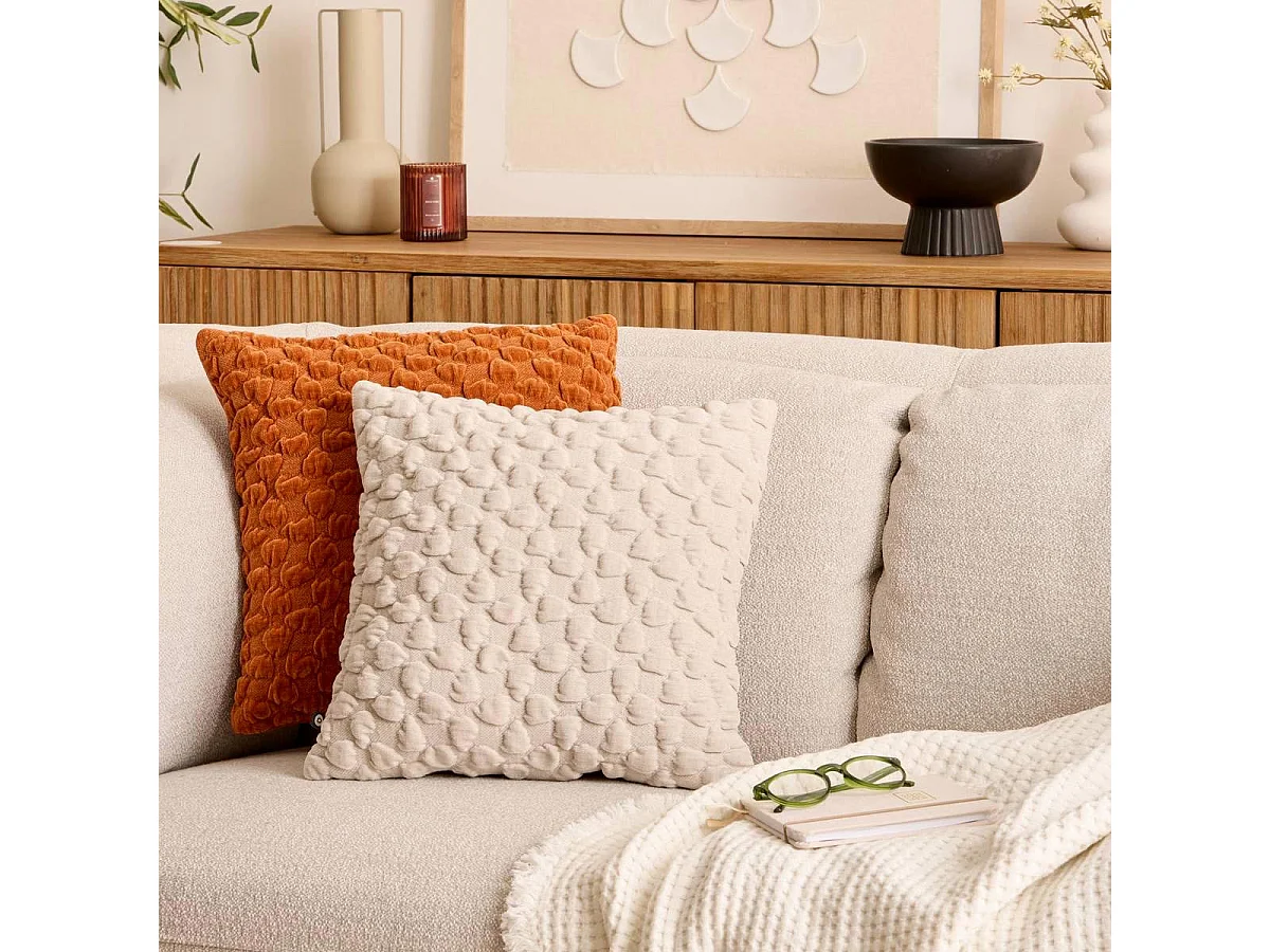 Coussin Chenillé 3D "Nova" 40x40cm Beige