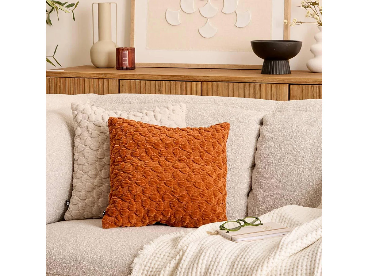 Coussin Chenillé 3D "Nova" 40x40cm Ambre