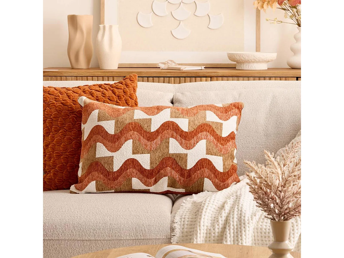 Coussin en Jacquard Chenillé "Floe" 38x58cm Ambre