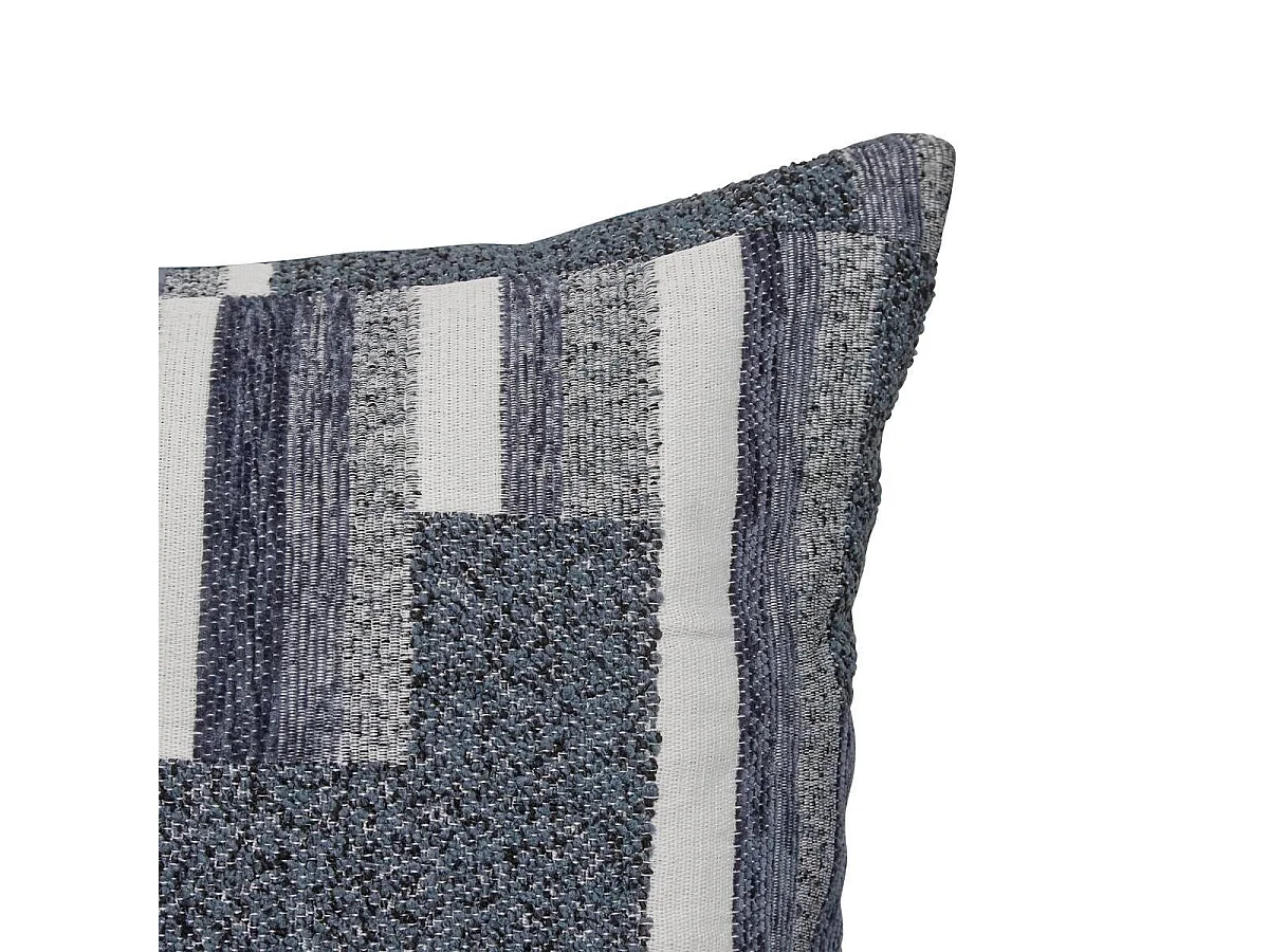Coussin Déco en Jacquard Chenillé "Calix" 30x50cm Bleu Encre