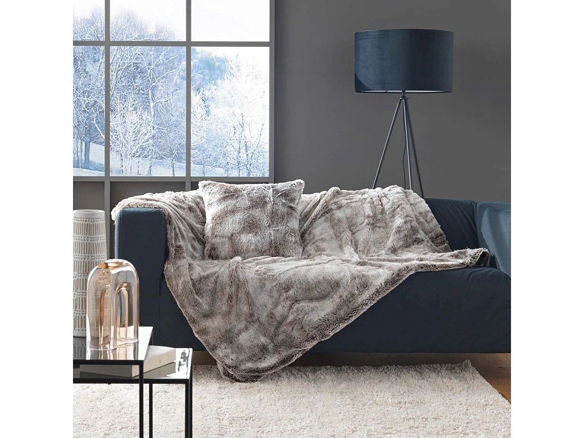 Coussin Imitation Fourrure "Antartic" 45x45cm Choco
