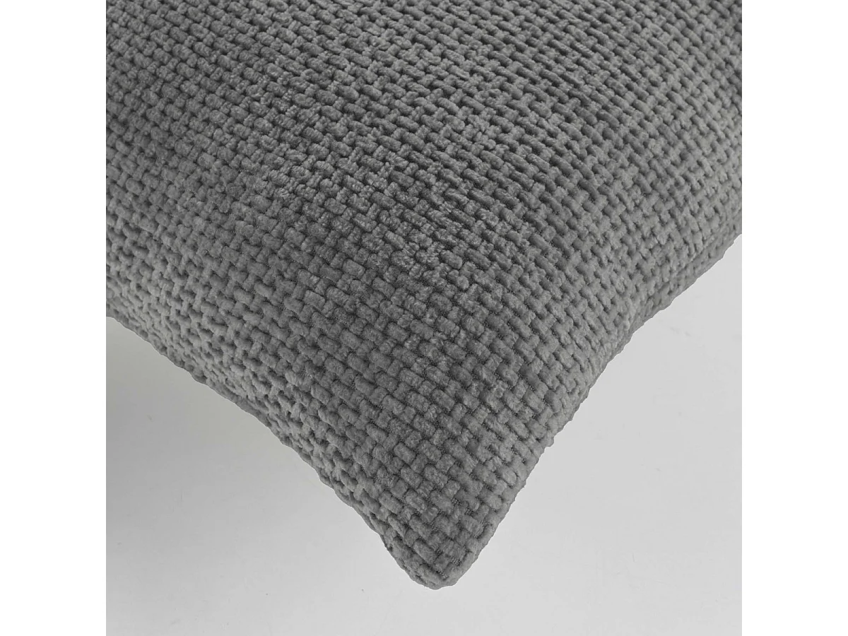 Coussin Déco en Velours Chenillé "Leo" 45x45cm Anthracite