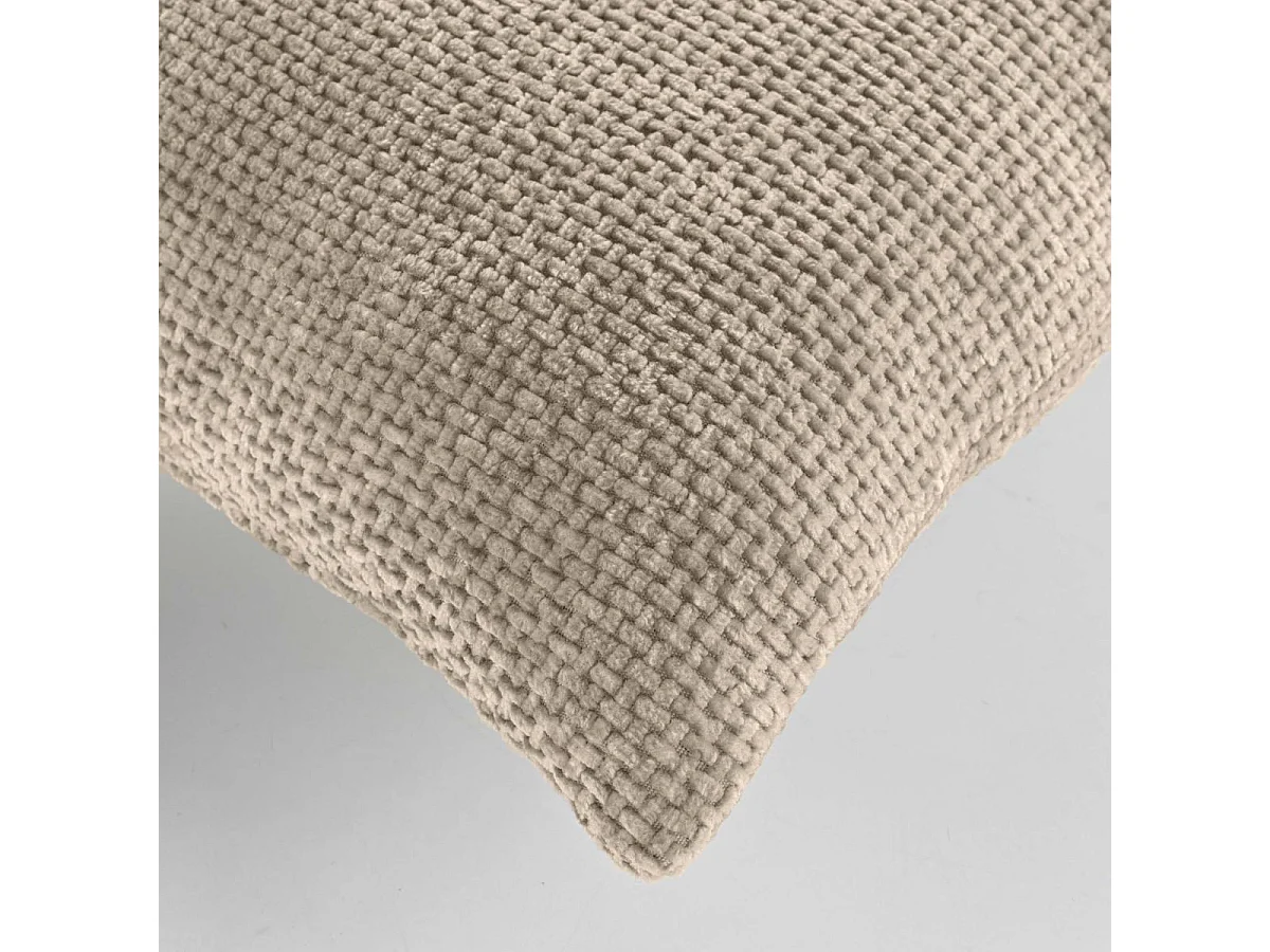 Coussin Déco en Velours Chenillé "Leo" 45x45cm Sable