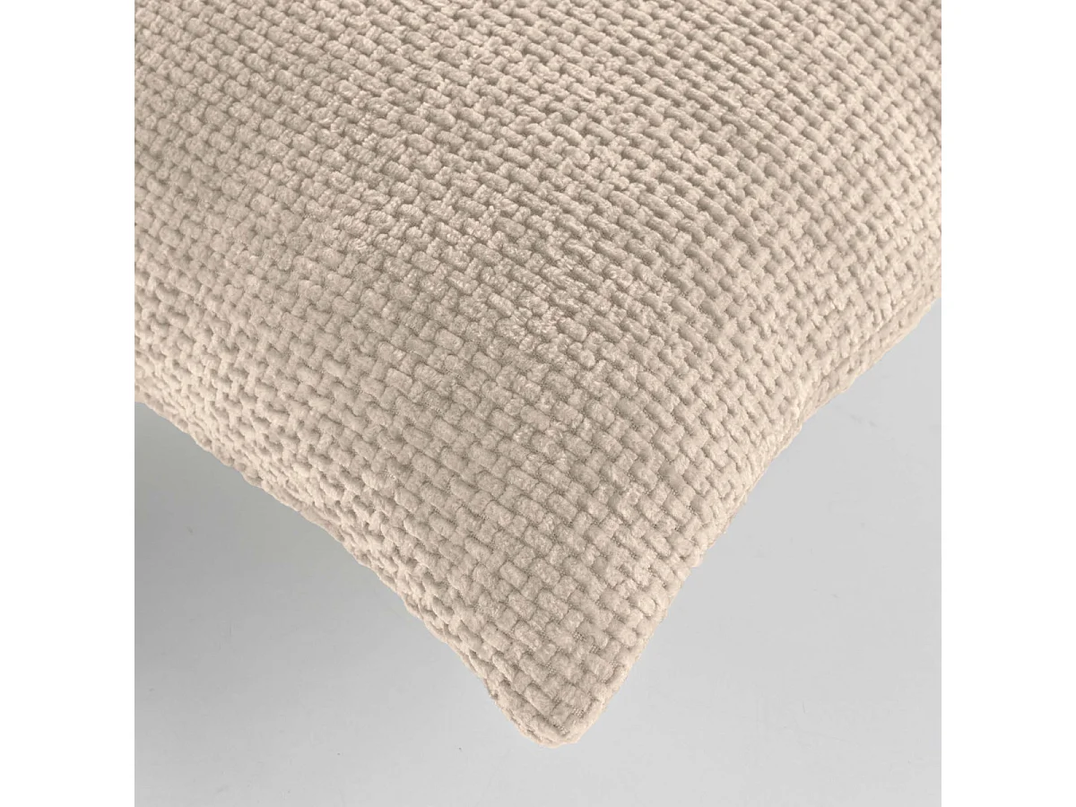 Coussin Déco en Velours Chenillé "Leo" 45x45cm Naturel
