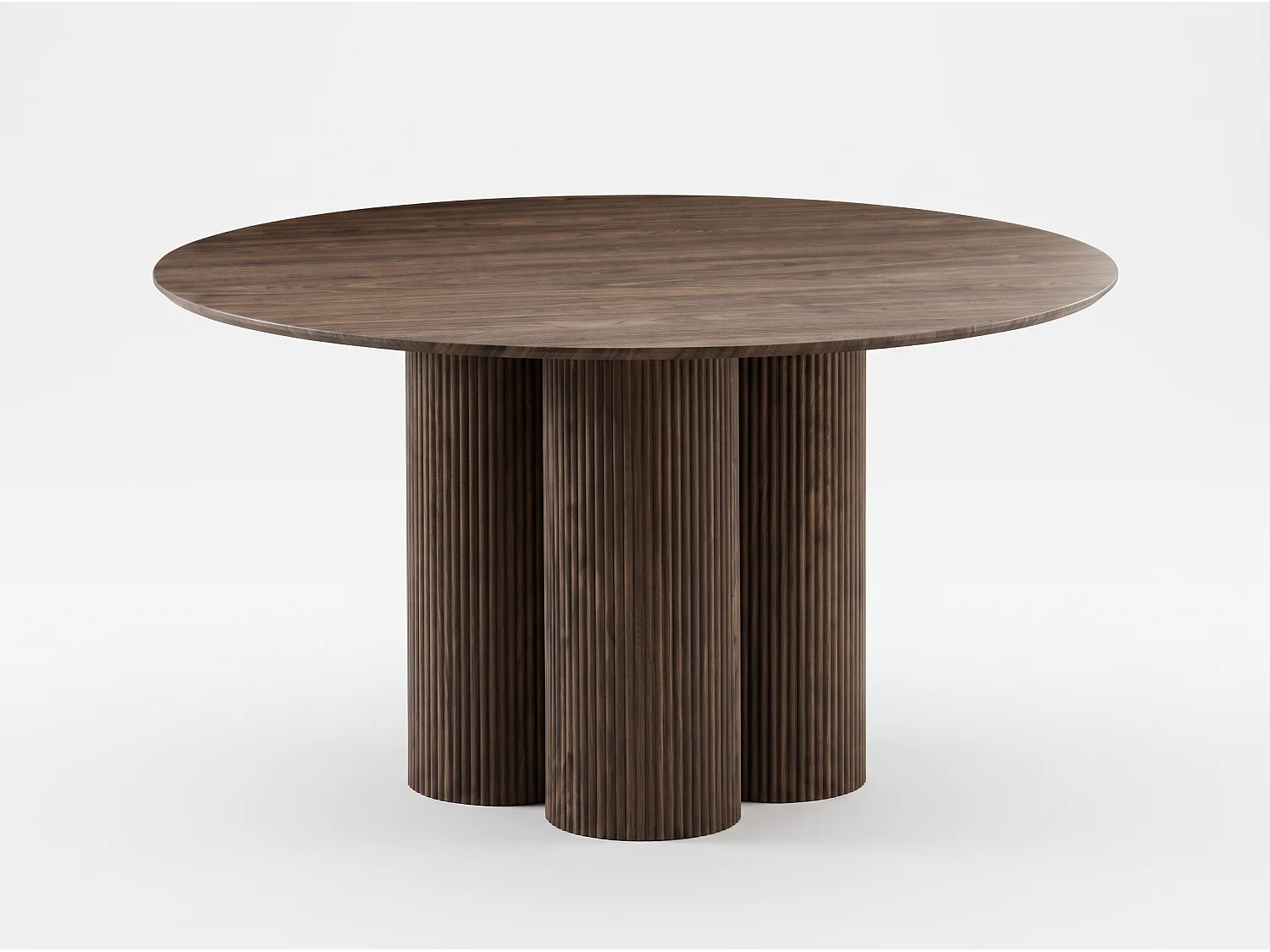 Tavolo da pranzo rotondo MIA – Piano e gambe con finitura noce, 110 cm – Homeluxury