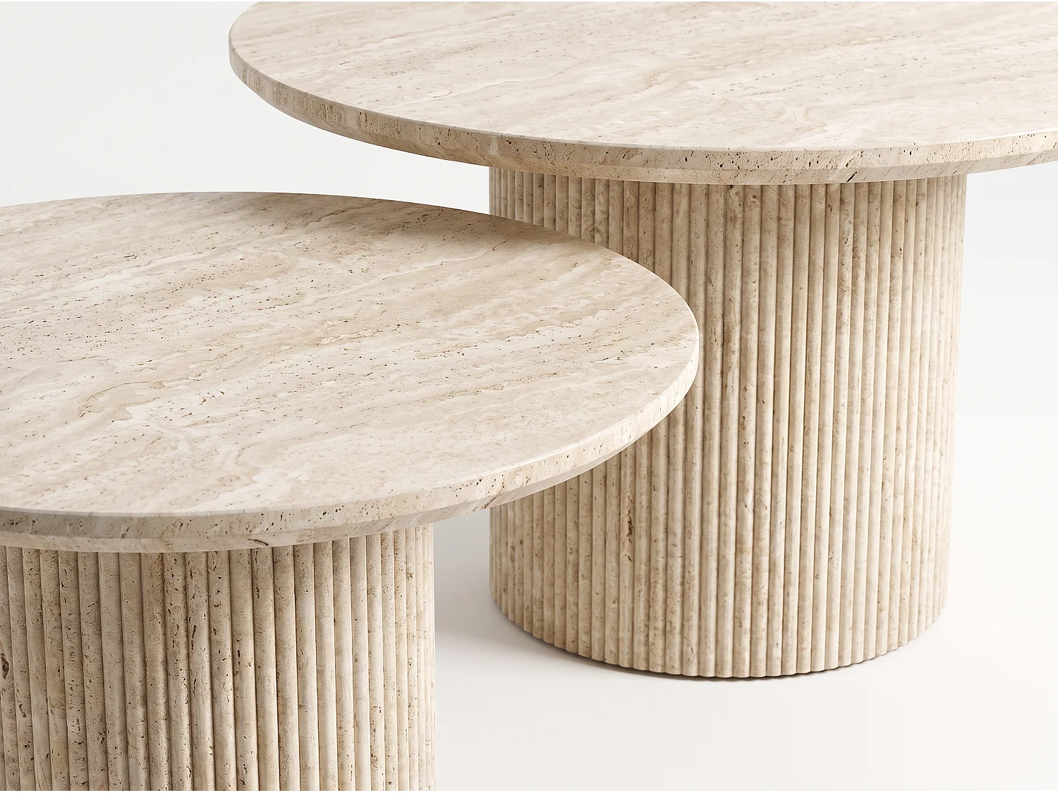 Mesa de centro GIGOGNE – Tablero y patas de cerámica travertino – Homeluxury