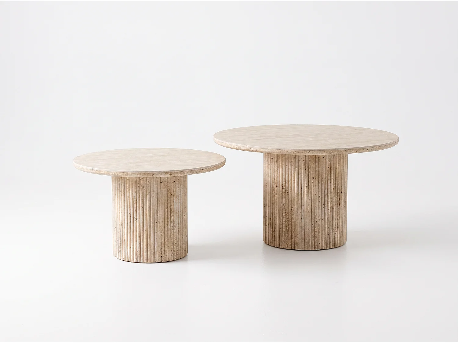 Mesa de centro GIGOGNE – Tablero y patas de cerámica travertino – Homeluxury