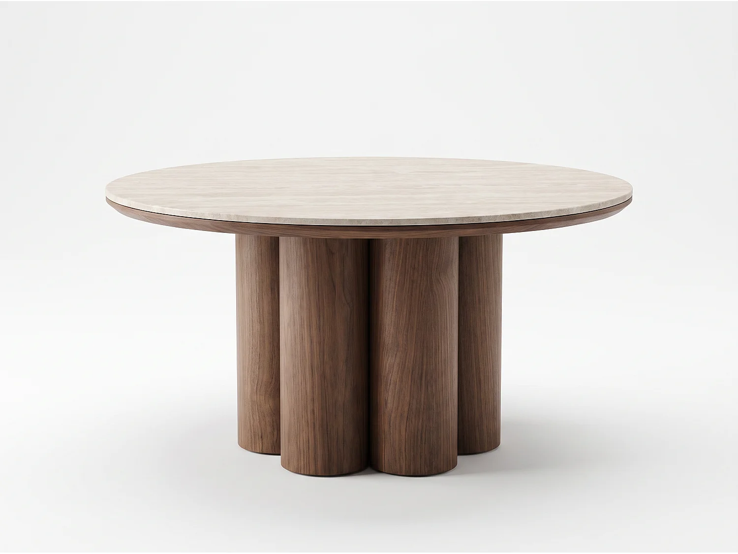 Mesa de centro ORIGO – Tablero de cerámica efecto travertino y patas con acabado nogal – Homeluxury
