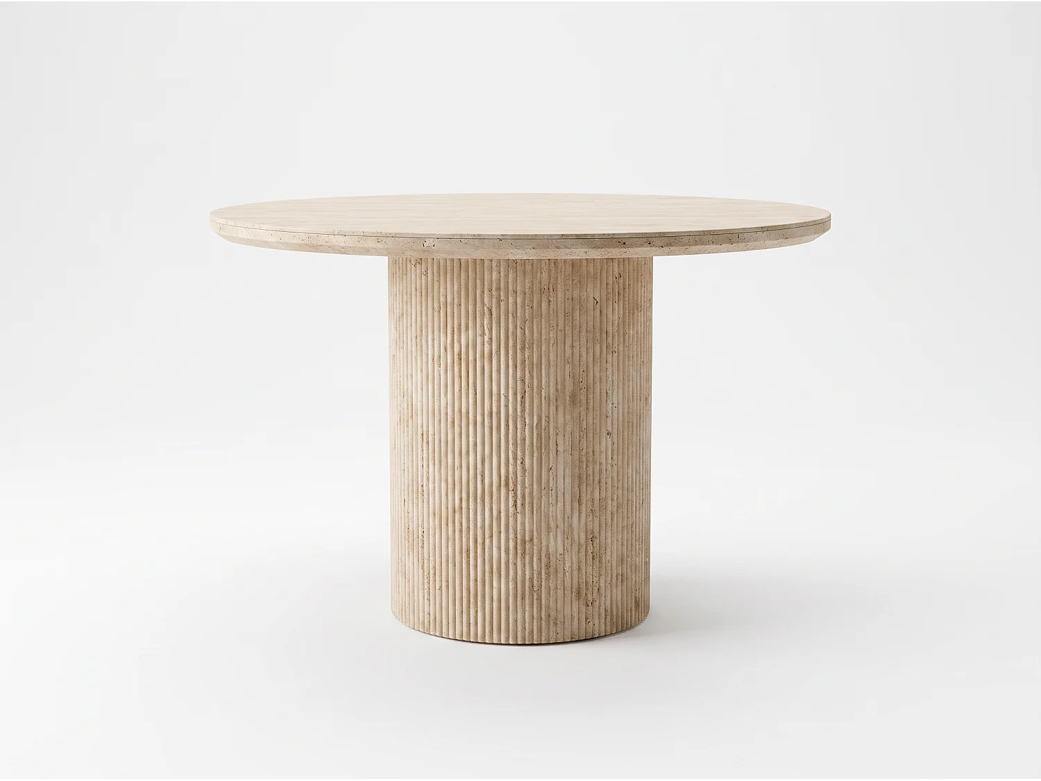 Table à manger TRAVENA 120cm – Plateau en céramique et pieds finition travertin - Homeluxury
