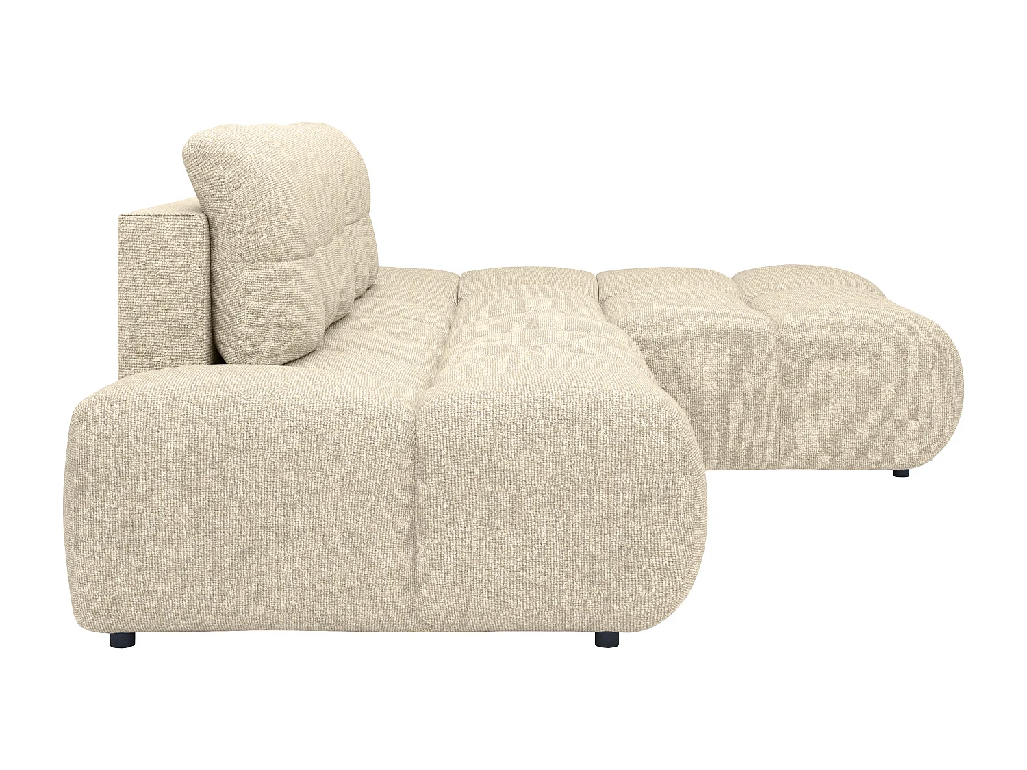 Canapé d'angle droit convertible en tissu texturé beige JOCIMA