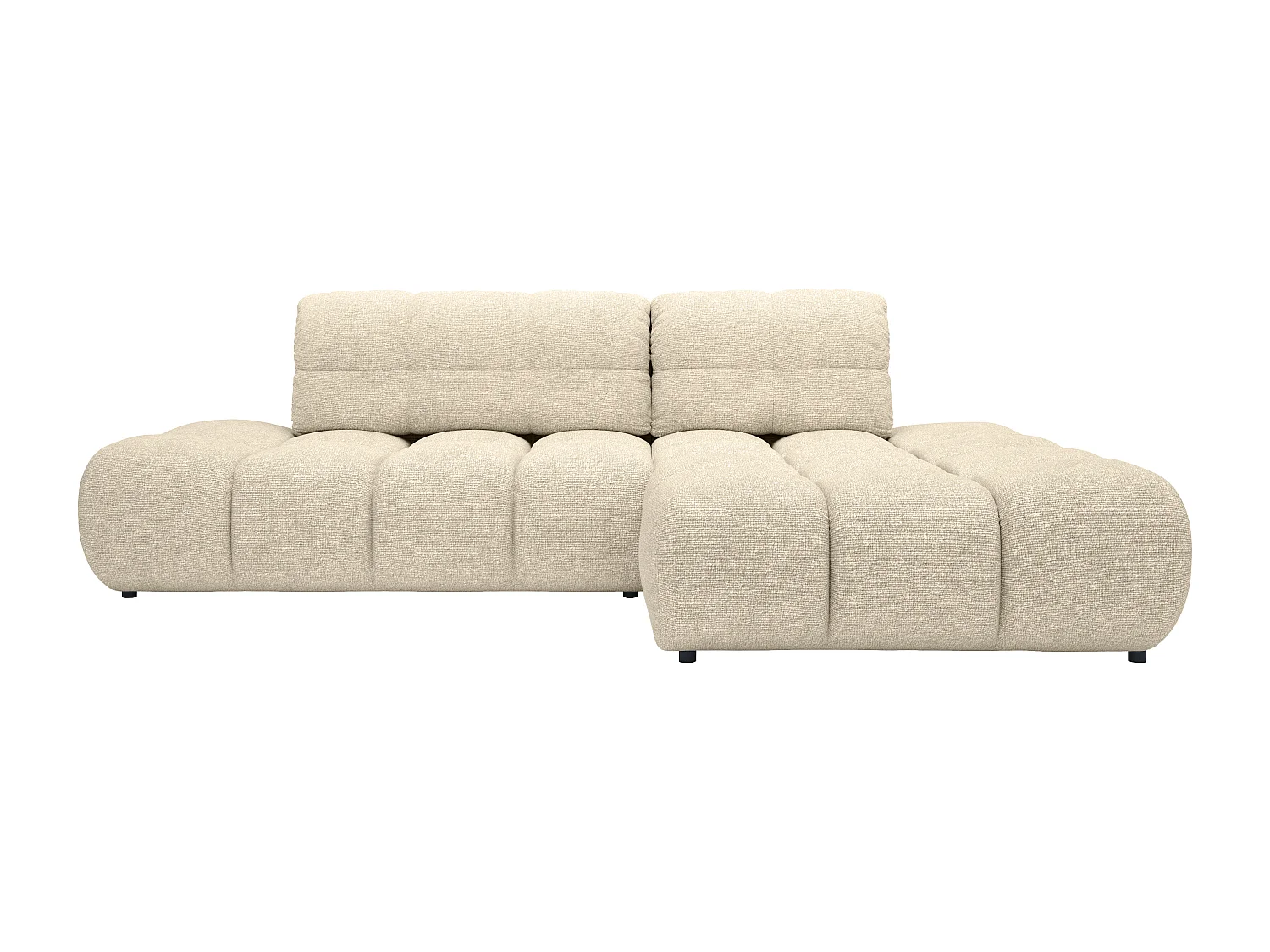 Canapé d'angle droit convertible en tissu texturé beige JOCIMA