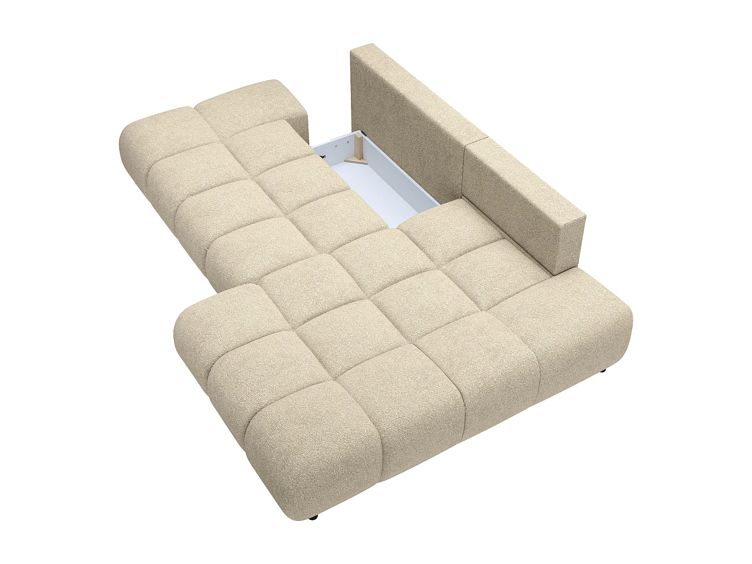Canapé d'angle droit convertible en tissu texturé beige JOCIMA
