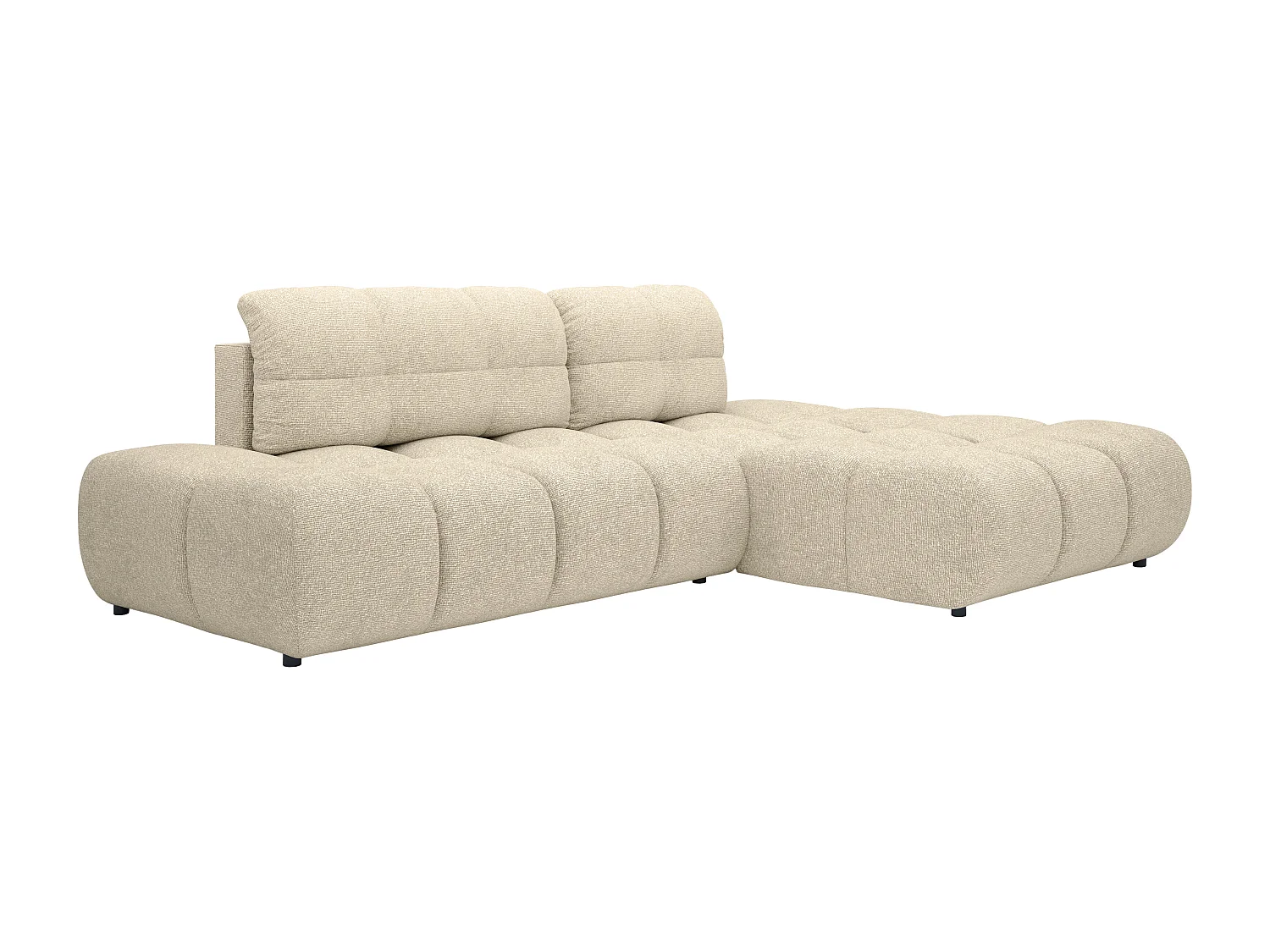 Canapé d'angle droit convertible en tissu texturé beige JOCIMA
