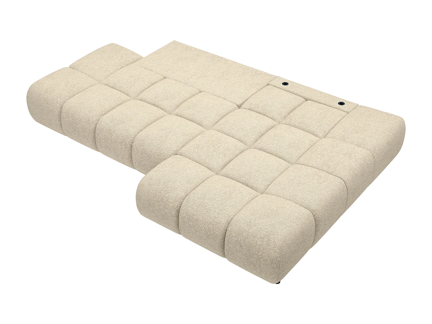 Canapé d'angle droit convertible en tissu texturé beige JOCIMA
