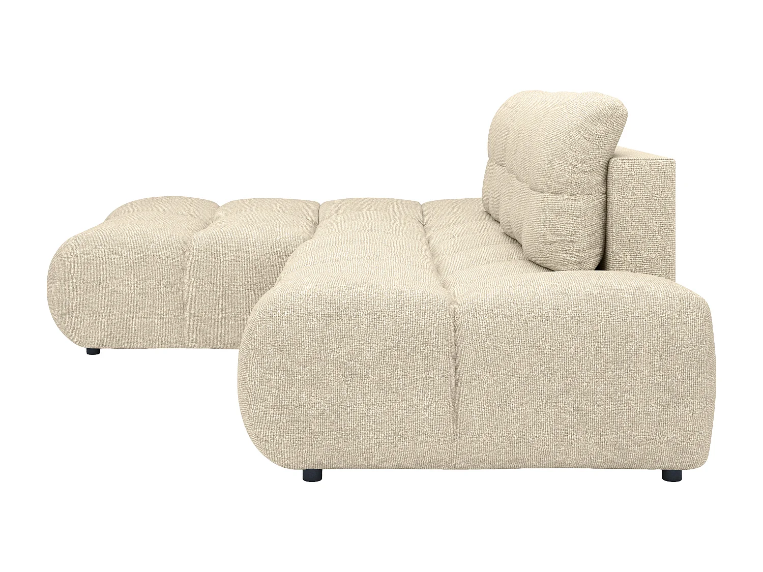 Canapé d'angle gauche  convertible en tissu texturé beige JOCIMA