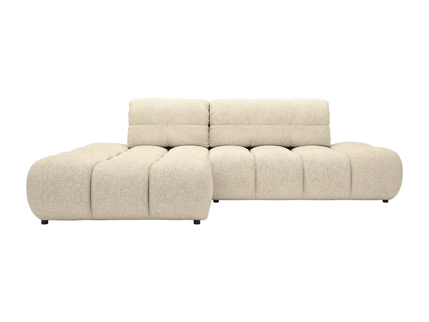 Canapé d'angle gauche  convertible en tissu texturé beige JOCIMA