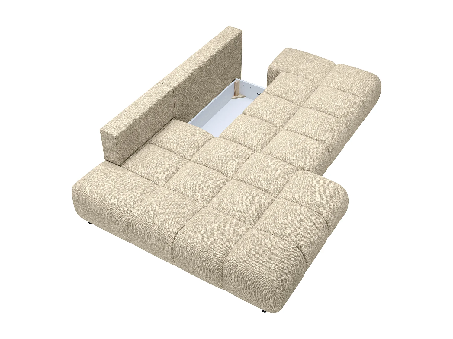 Canapé d'angle gauche  convertible en tissu texturé beige JOCIMA