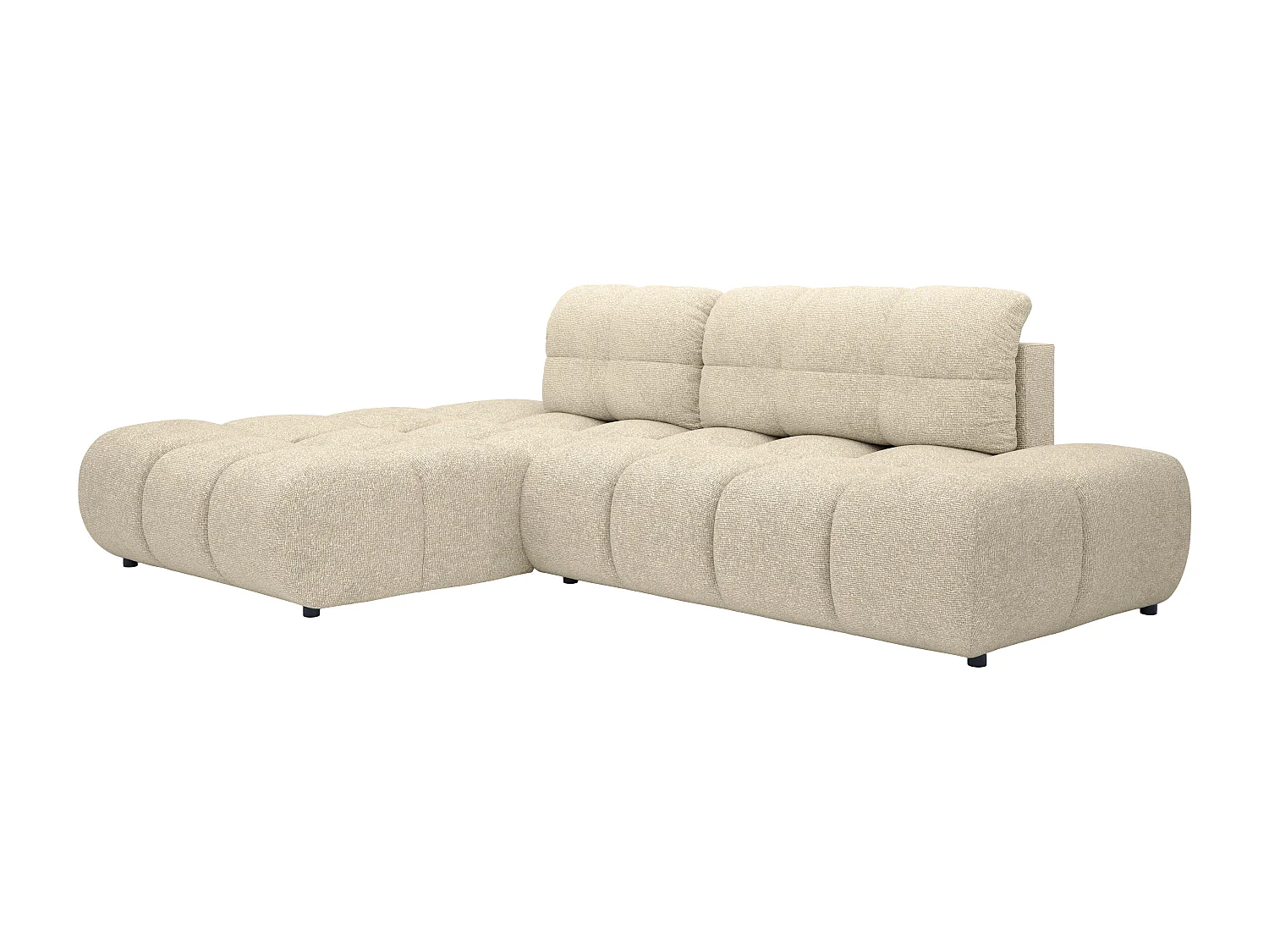 Canapé d'angle gauche  convertible en tissu texturé beige JOCIMA