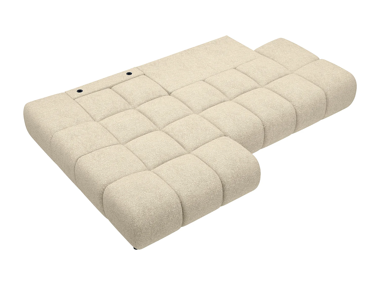 Canapé d'angle gauche  convertible en tissu texturé beige JOCIMA