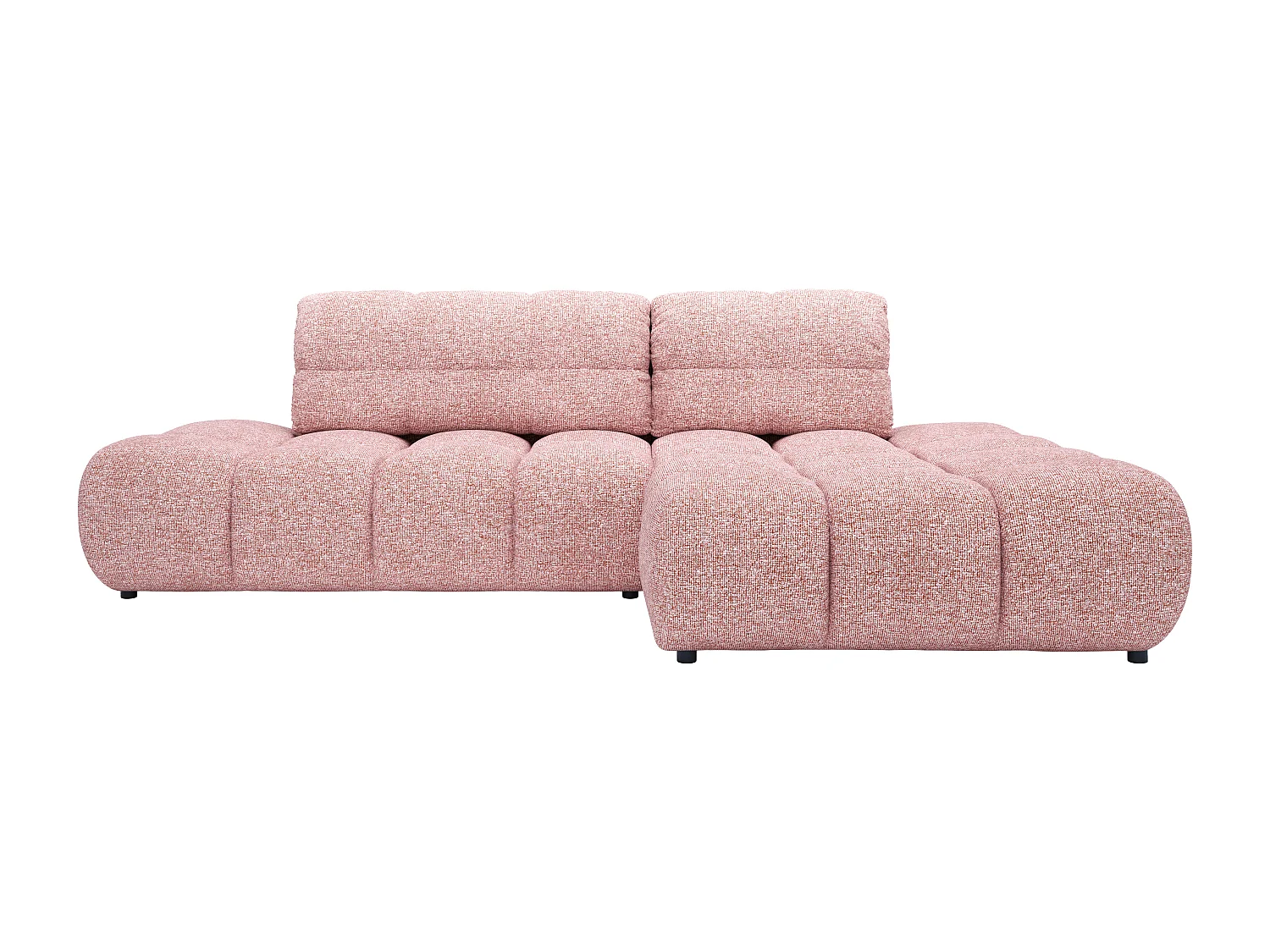 Canapé d'angle droit ouvert convertible en tissu texturé rose JOCIMA