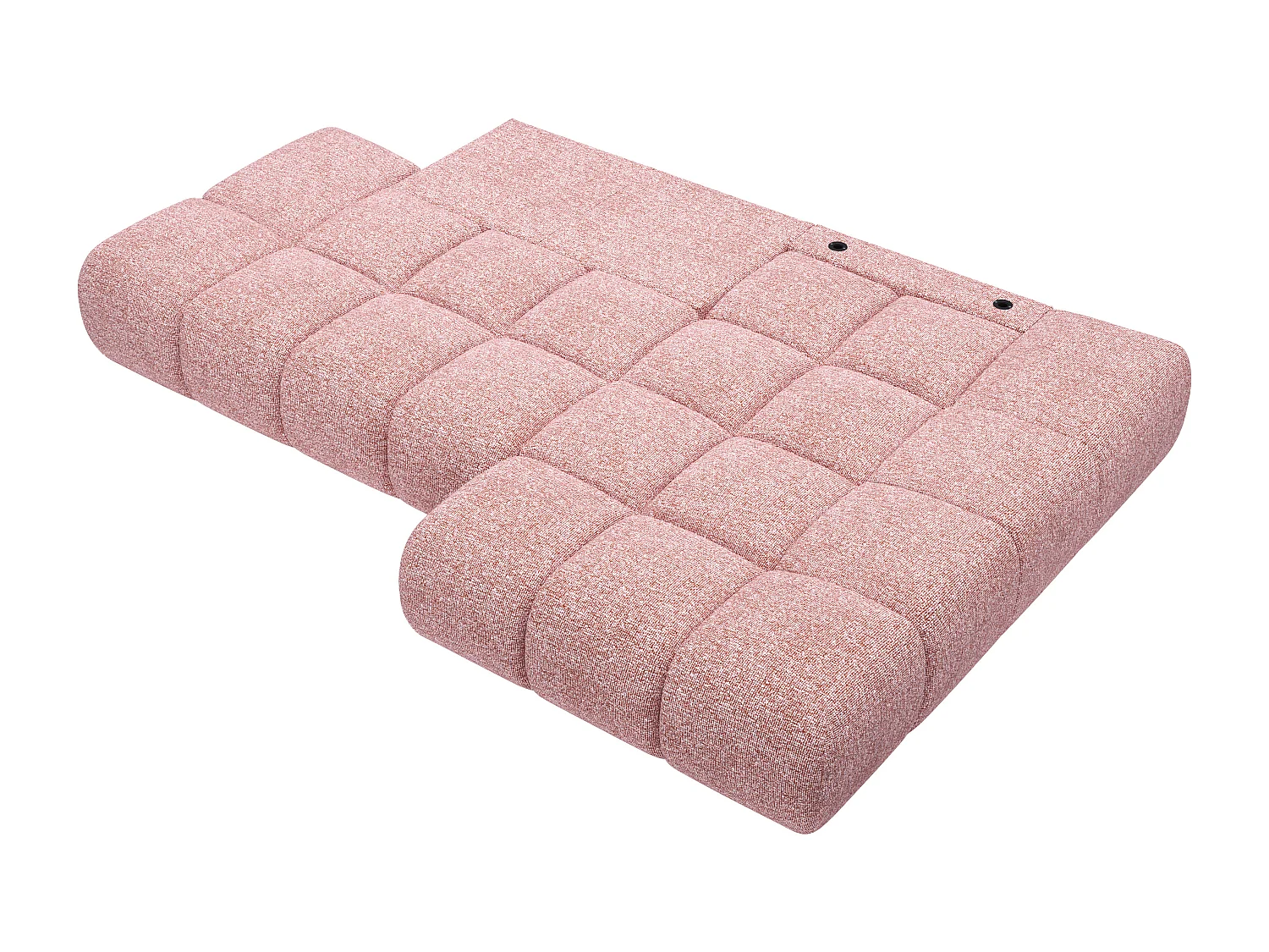 Canapé d'angle droit ouvert convertible en tissu texturé rose JOCIMA
