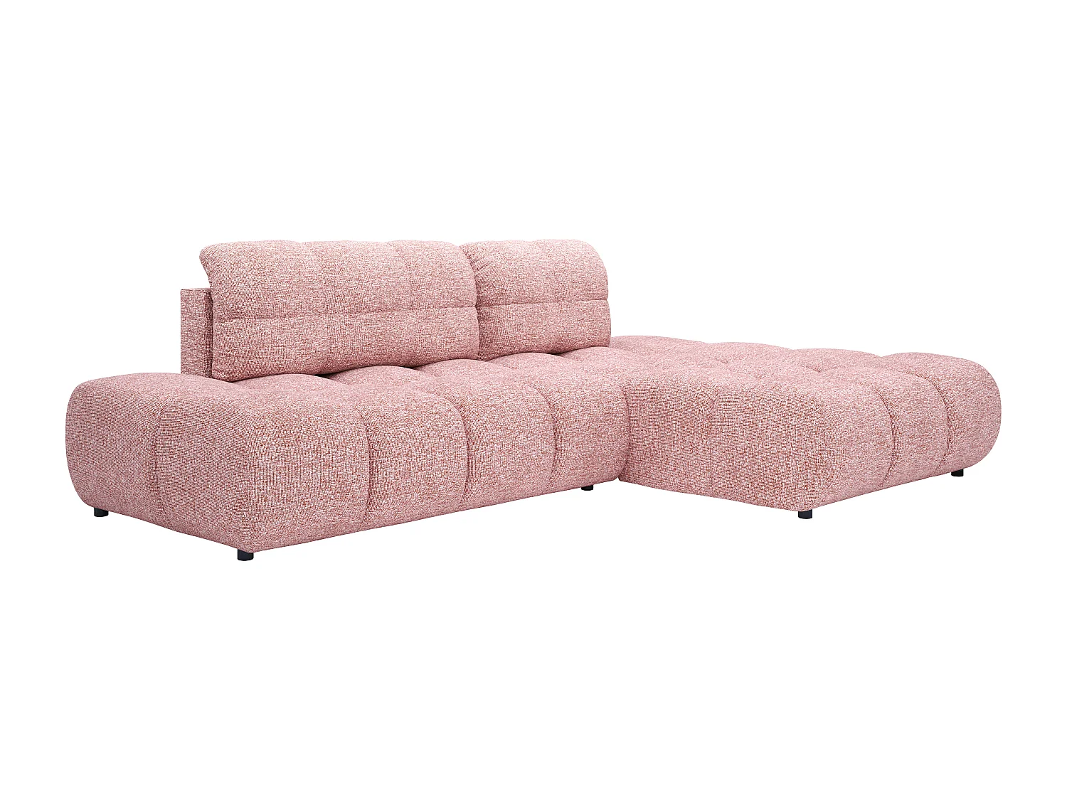 Canapé d'angle droit ouvert convertible en tissu texturé rose JOCIMA