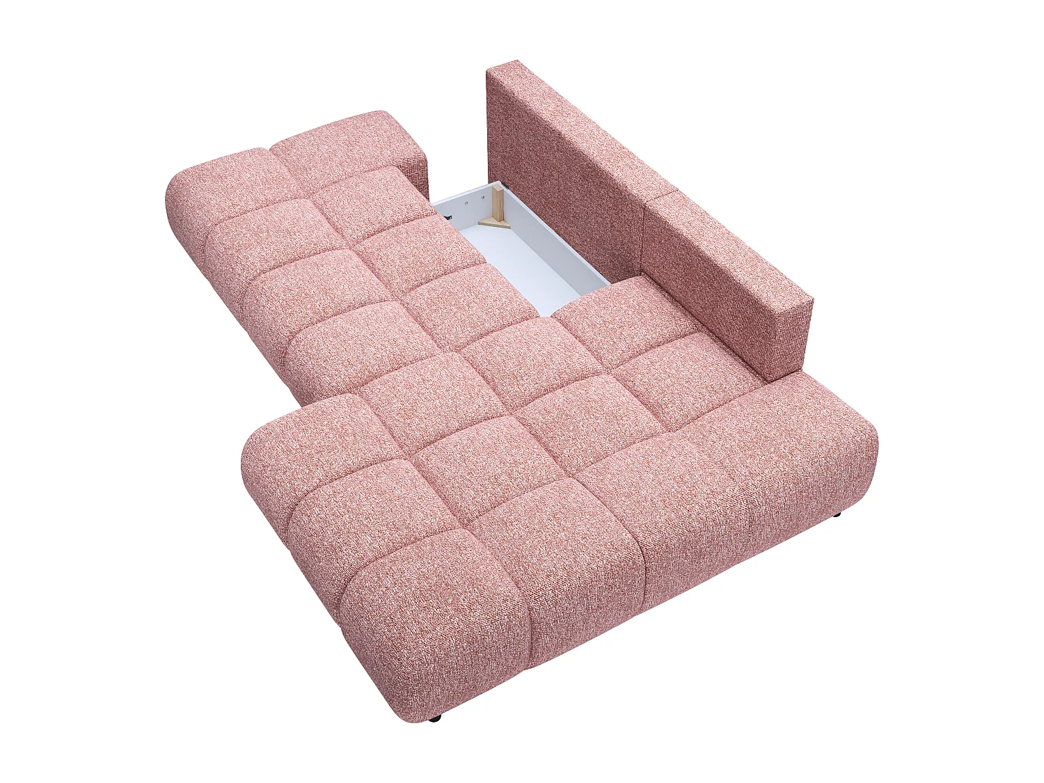 Canapé d'angle droit ouvert convertible en tissu texturé rose JOCIMA