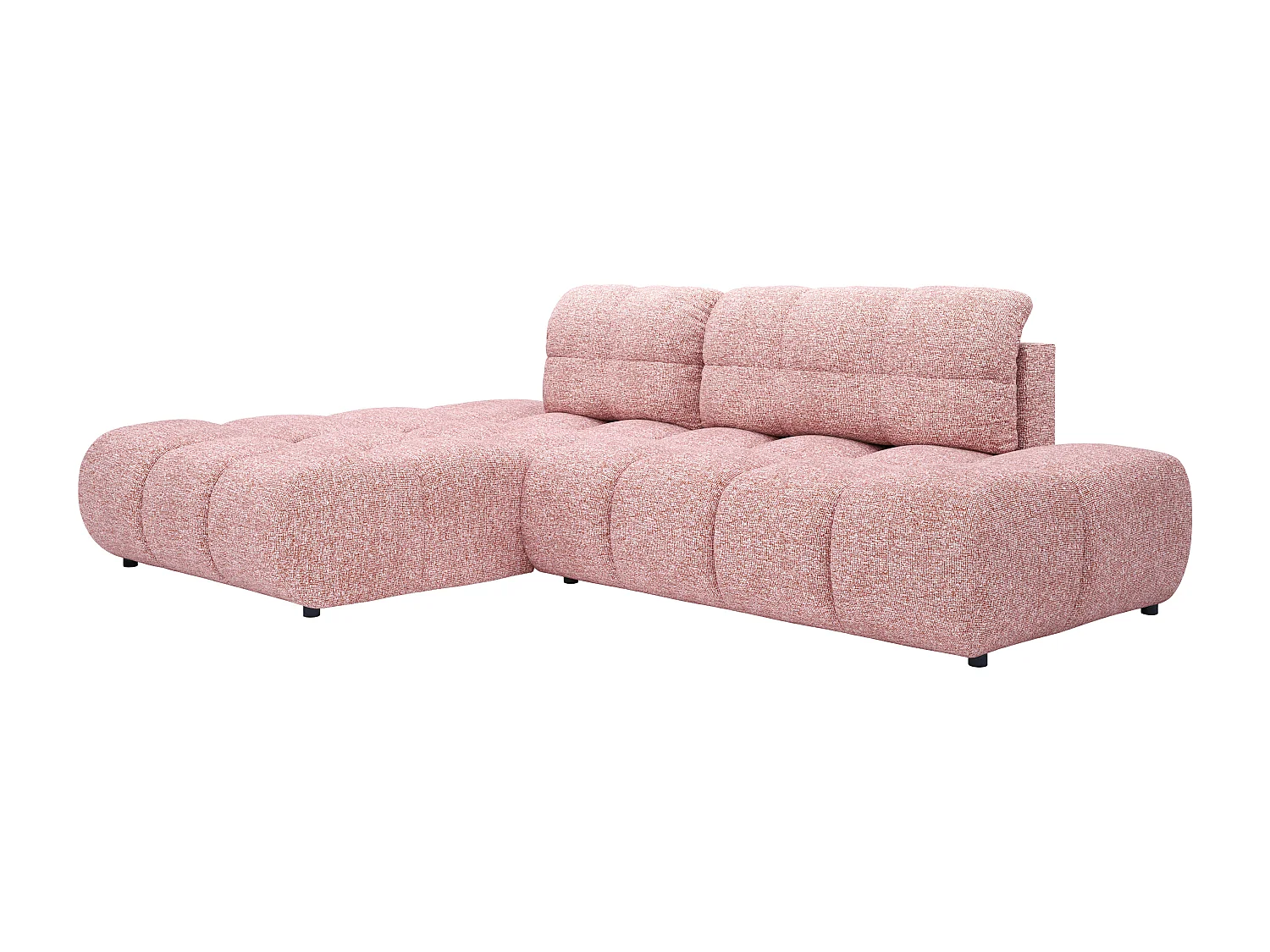 Canapé d'angle gauche ouvert convertible en tissu texturé rose JOCIMA